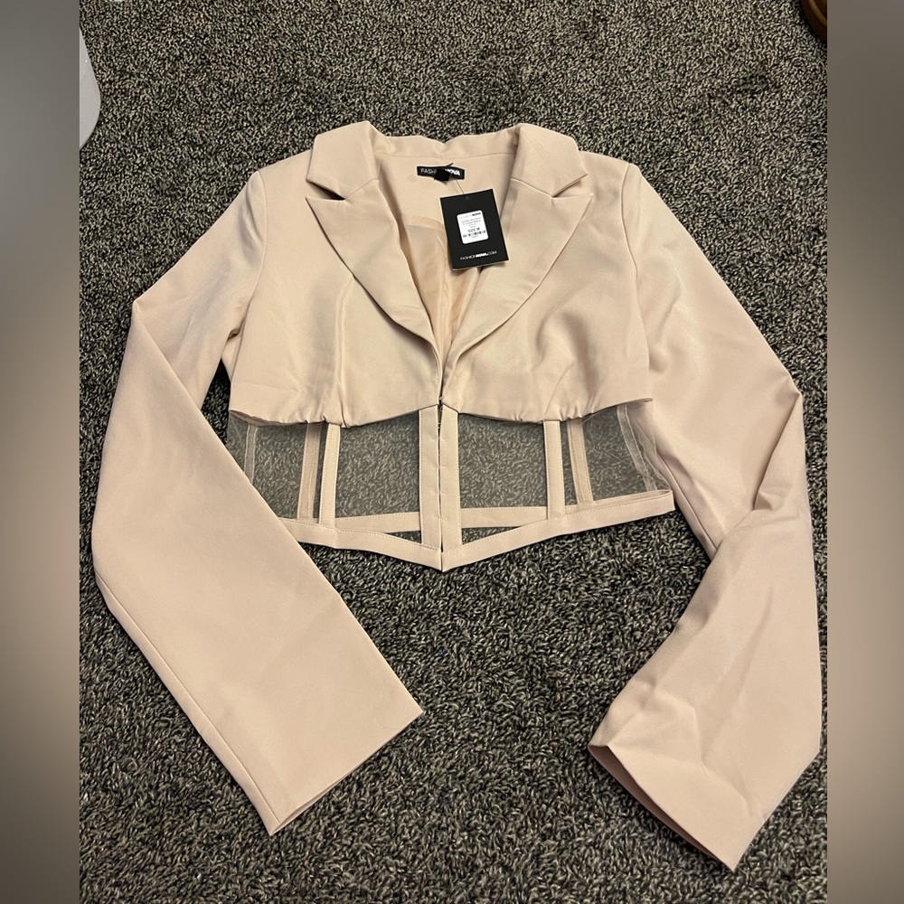 Fashion Nova Beige Corset Blazer size medium